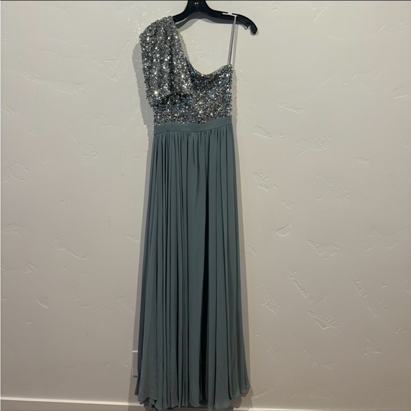 Sachin & Babi Jolie One Shoulder Sequin Gown Steel Blue - Picture 3 of 12